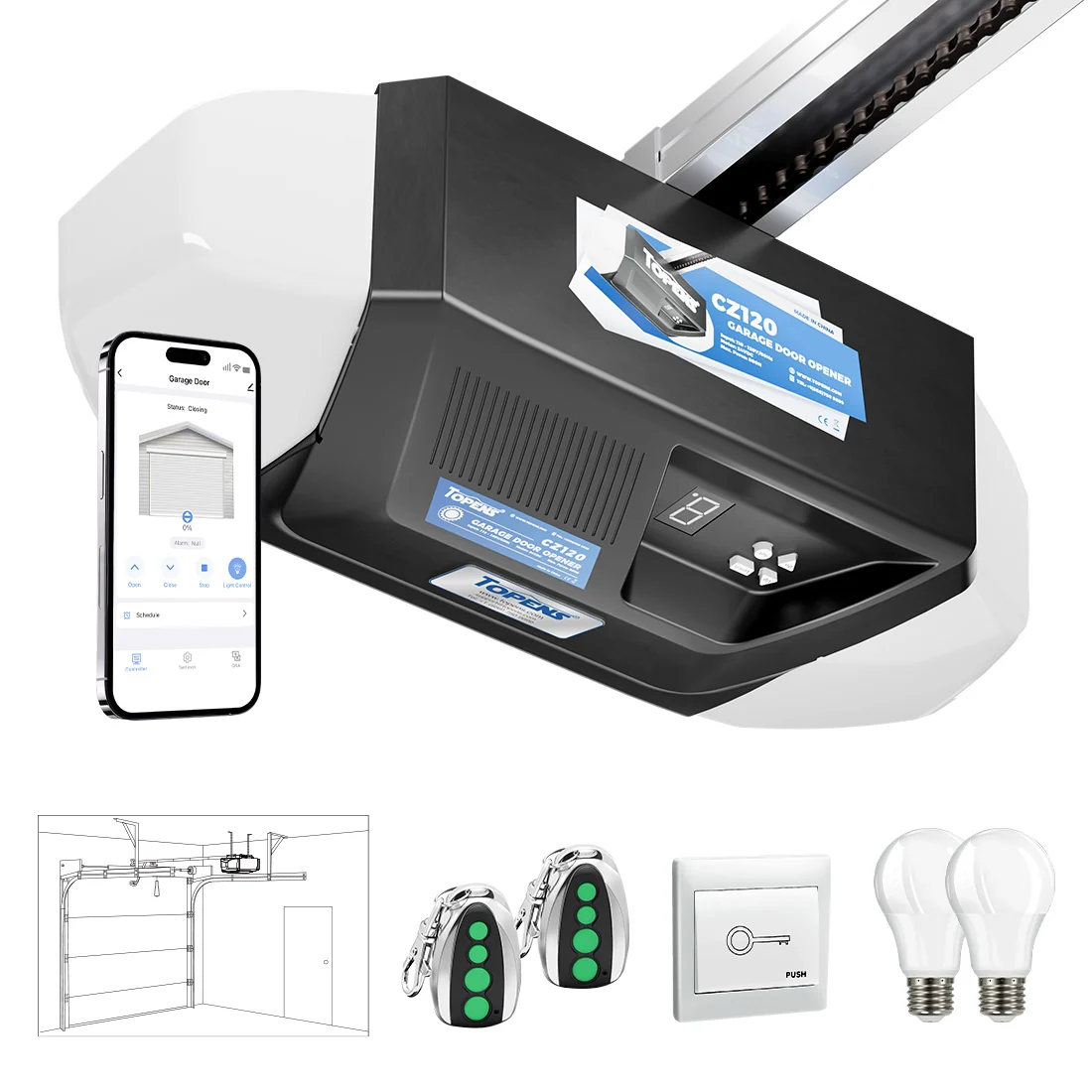 Smart garage door opener unit