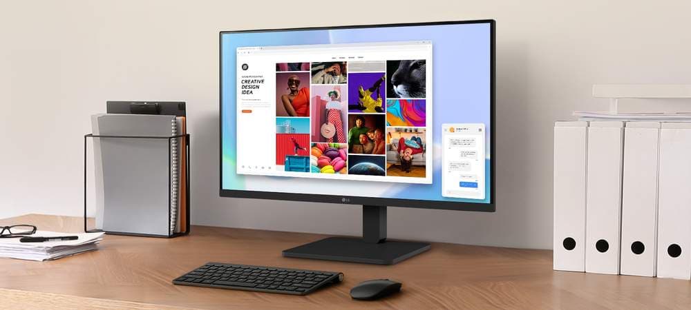 27 inch monitor on a desk showing a landscape