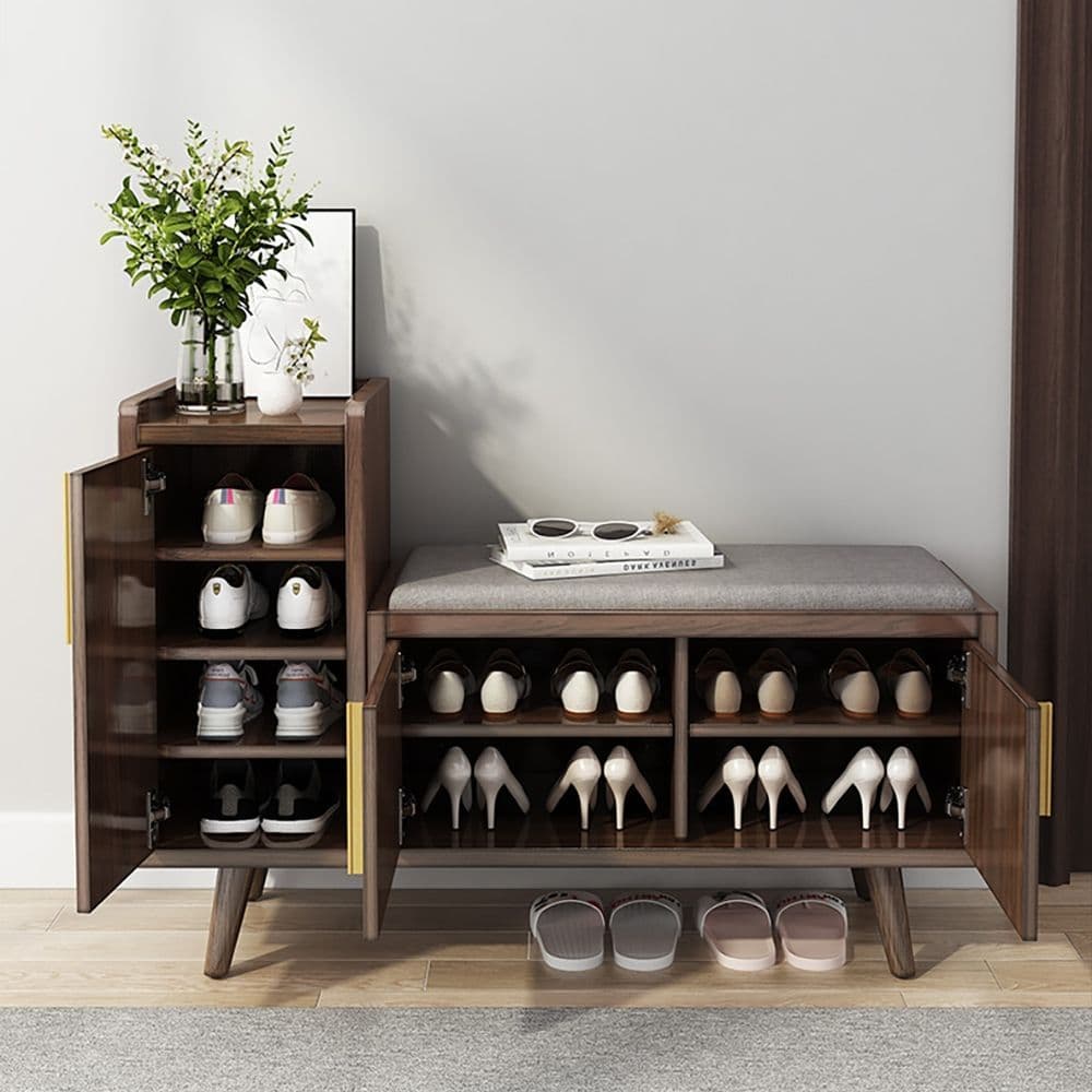 Wooden shoe cabinet bench