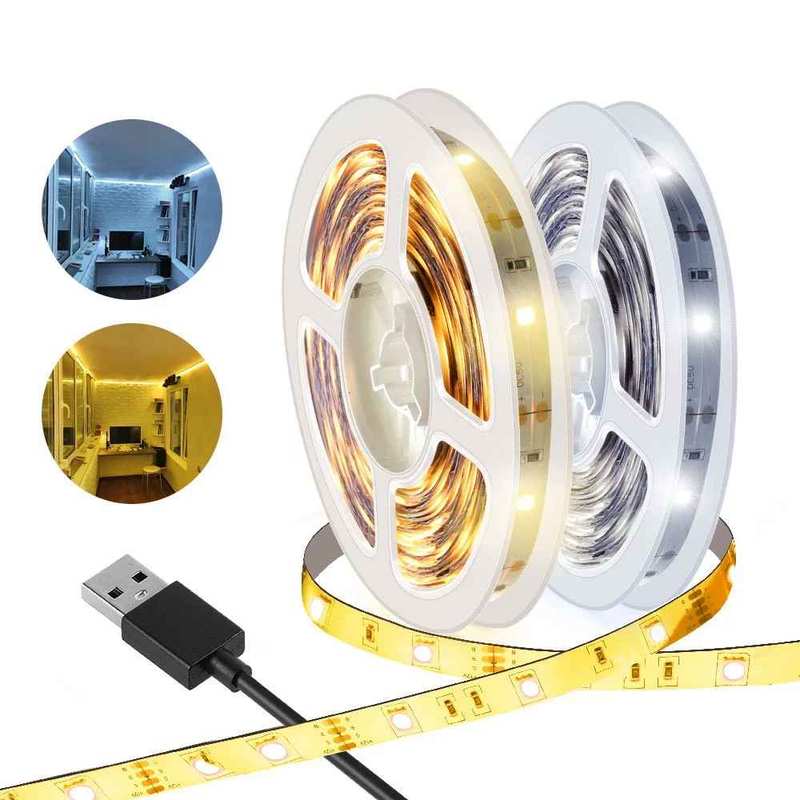 RGB LED strip lights glowing